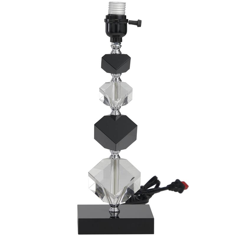 Crystal Geometric Diamond Inspired Room Table Lamp with Black Crystal Base - Clear - Roche River Decor