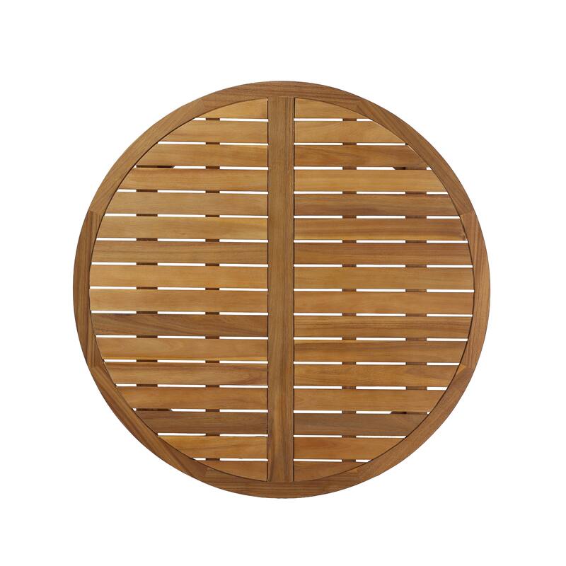 Christopher Knight Home - Mollet Outdoor Solid Acacia Wood Round Coffee Table with Slatted Top
