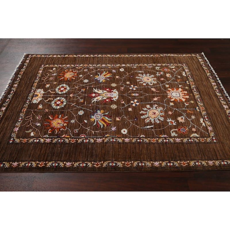 Vegetable Dye Ziegler Oriental Wool Area Rug Hand-knotted Foyer Carpet - 5'1" x 6'9"