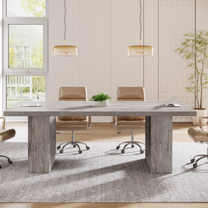 63'' Conference Table with Geometric Base, Home Office Computer ...