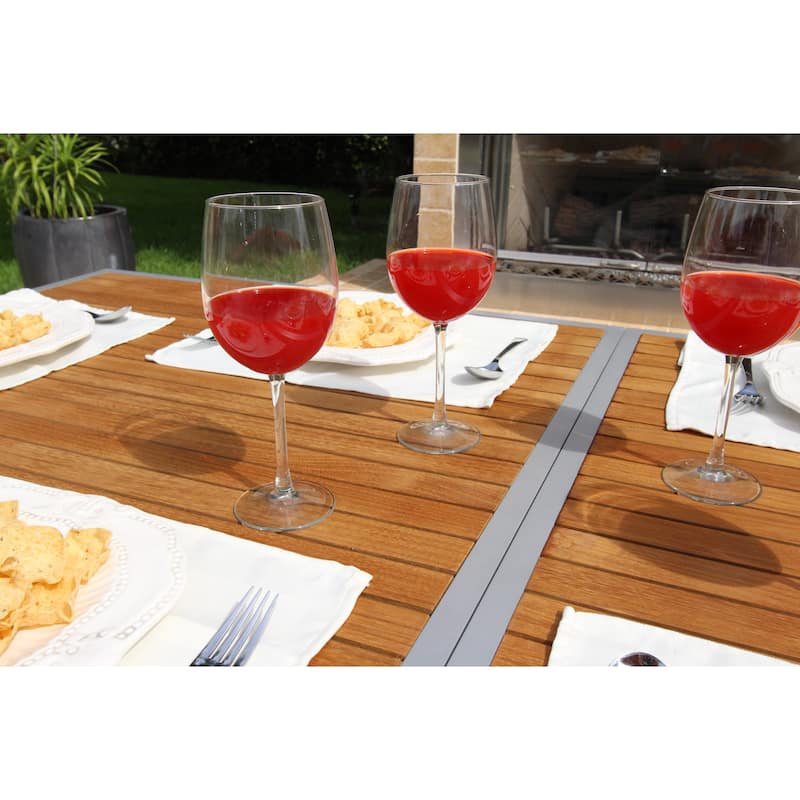 Messina Light Gray 7-Piece Aluminum Outdoor Dining Set with Sling Set in Castaway - N/A