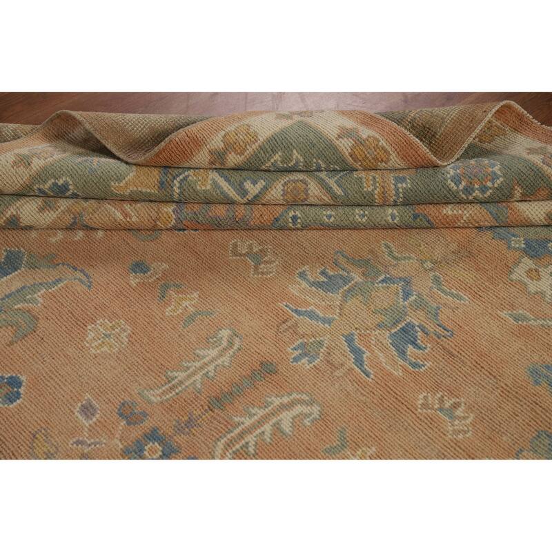 Hand Knotted Oriental 100% Wool Carpet Transitional All-Over Coral Oushak Area Rug - 10' 1'' X 8' 2''