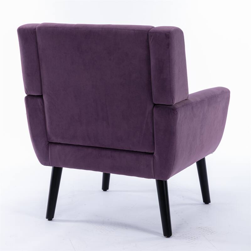 Lavender PUrple Velvet Modern 29.53" Upholstered Buttons Tufted Accent Chair with Black Solid Wood Legs