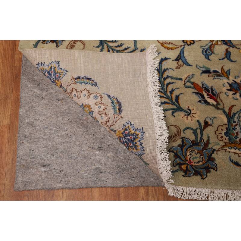 Vegetable Dye Floral Kashan Persian Large Rug Handmade Wool Carpet - 11'0"x 14'11"