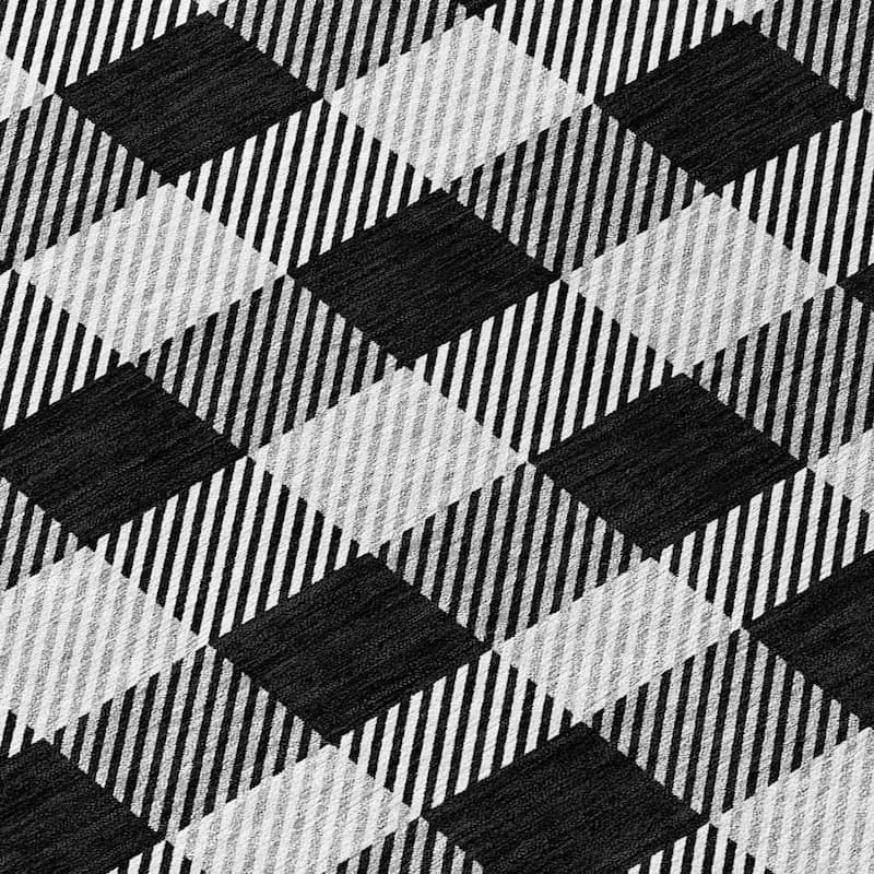Machine Washable Indoor/ Outdoor Chantille Plaid Stripe Rug