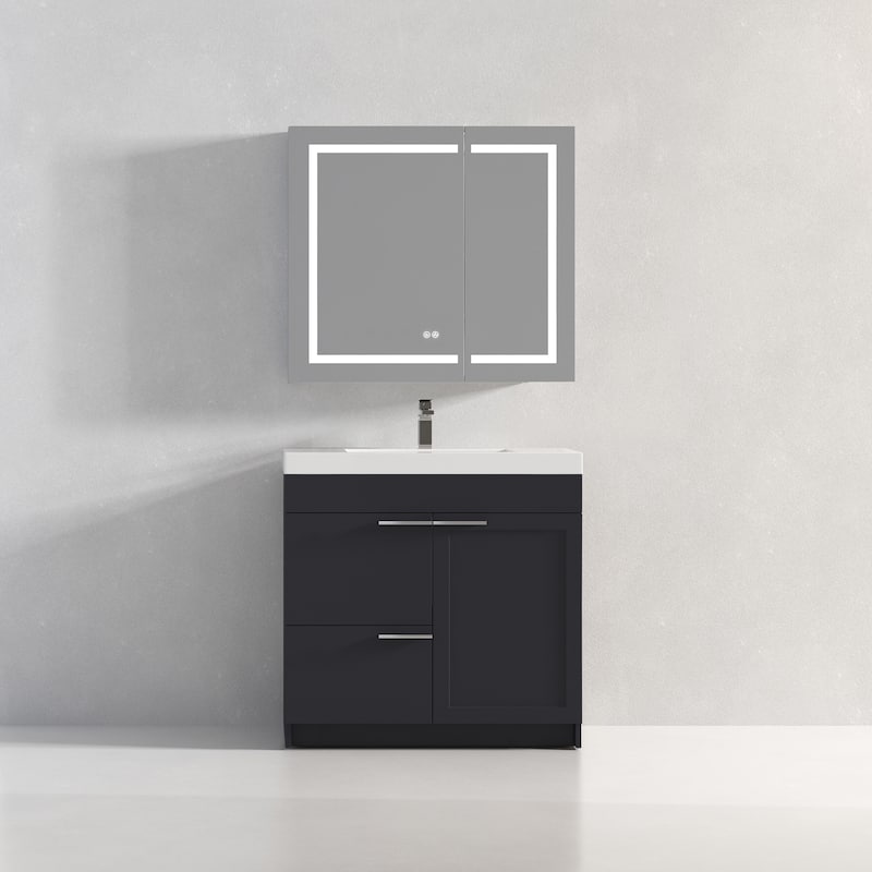 Blossom Hanover 36 Inch Bathroom Vanity with Topmount Acrylic Sink - Charcoal
