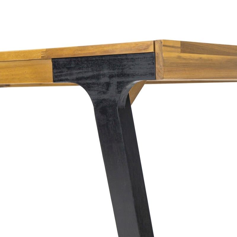 Modern Acacia Wood Outdoor Dining Table with Slatted Top