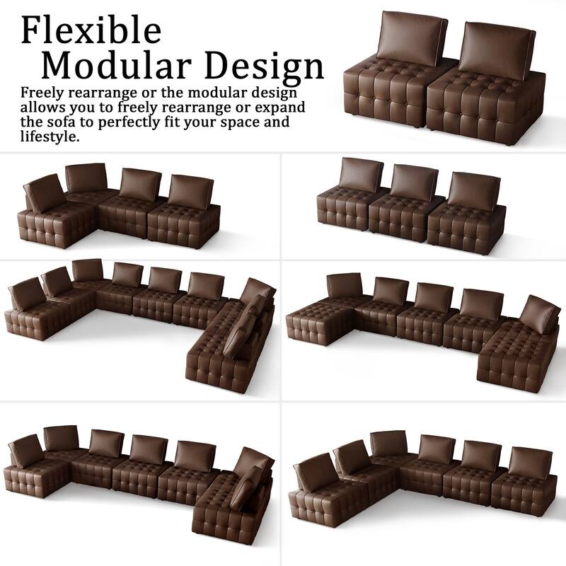 CraftPorch 7-Piece Elegance Button-Tufted PU Upholstered