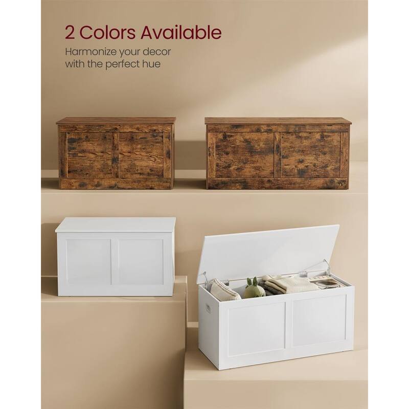Rustic Brown Storage Bench with Lid Entryway Shoe Organizer Chest with Hidden Compartment - 15.7''D x 31.5''W x 18.3''H