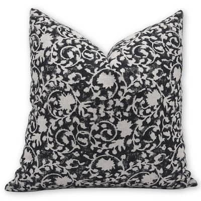 Linen Farmhouse Block print pillow Cover - Devdas