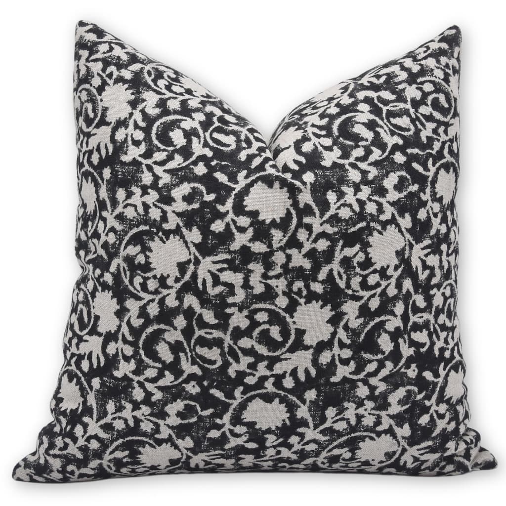 Linen Farmhouse Block print pillow Cover - Devdas