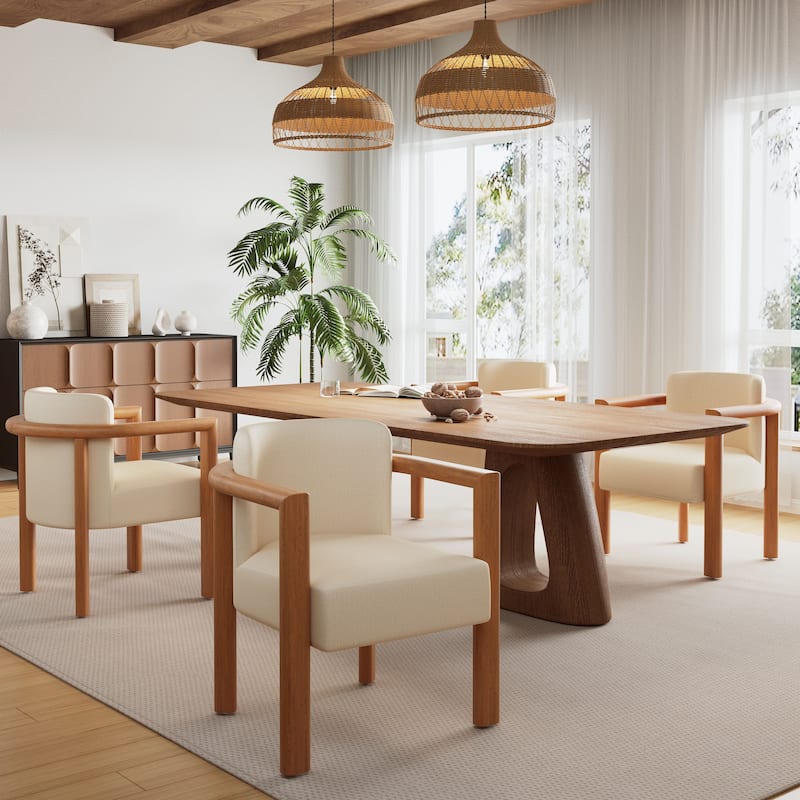 Christopher Knight Home - Alder Upholstered Dining Chair Set with Rubber Wood Frame