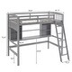 preview thumbnail 3 of 32, Loft Bed With Shelf With Desk Inclined Ladder Twin Wooden Bed Pine Particle Board