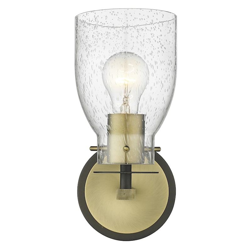 Shelby Oil Rubbed Bronze/ Antique Brass Bath/ Vanity Fixture w/ Clear Seedy Glass - 1-Light Vanity