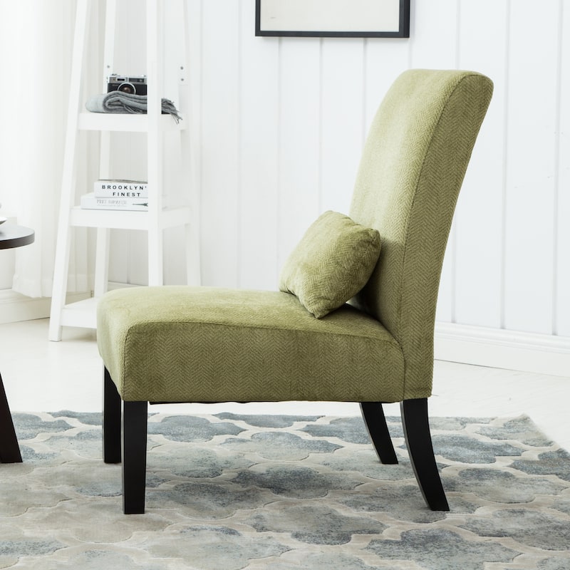 Contemporary Chenille Fabric Armless Accent Chair with Pillow, for Living Room