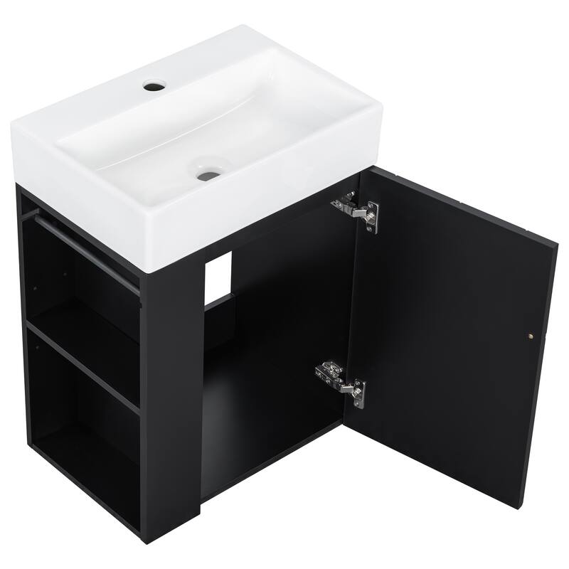 GDFStudio - Lucas Bennett Modern Compact Bathroom Vanity with Decorative Door and Smart Side Storage
