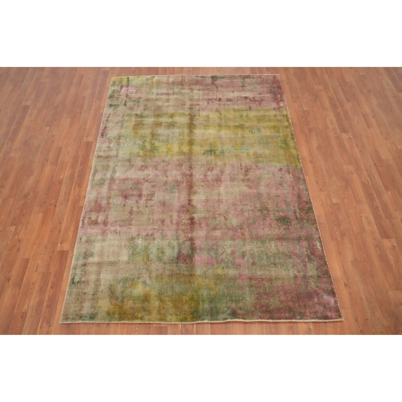 Hand Knotted Oriental Viscose Silk Carpet Modern Abstract Multi-Colored Abstract Area Rug - 7' 8'' X 5' 5''