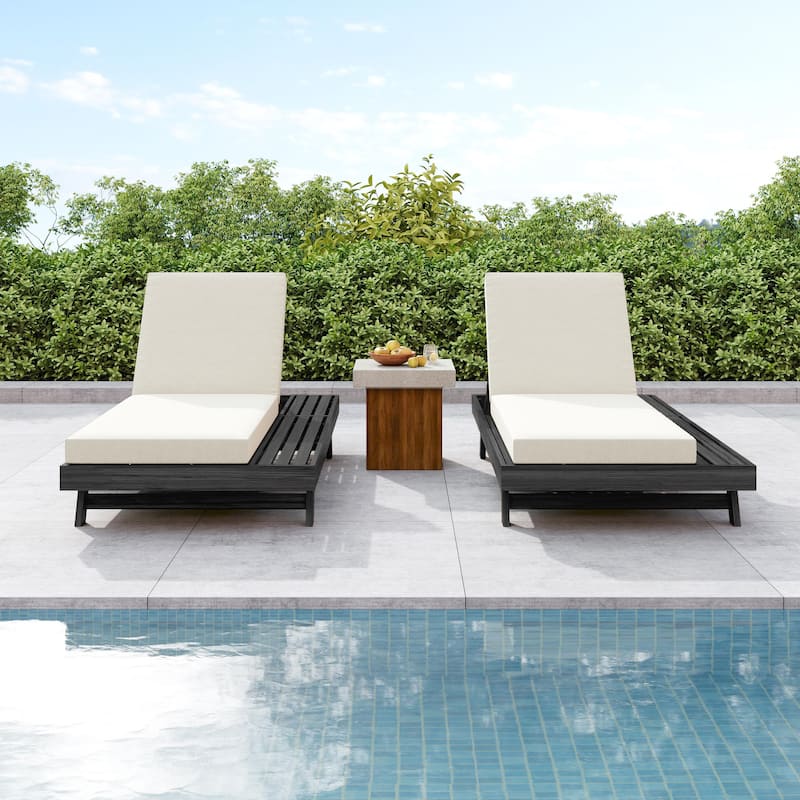 Christopher Knight Home - Arcola Modern Outdoor Acacia Wood 4-Position Adjustable Chaise Lounge with 4" Thick Cushion - 79"L