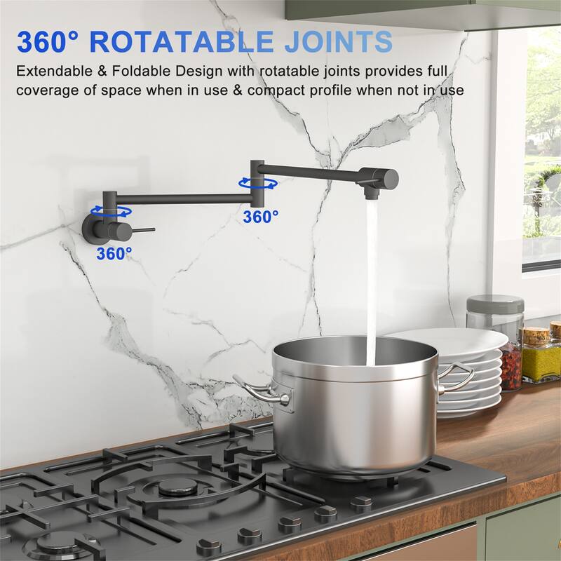Pot Filler Kitchen Faucet Folding Stretchable with Single Hole Two Handles