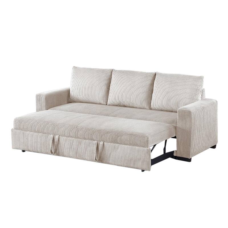 Corduroy Upholstered Convertible Sofa with Cushion Back