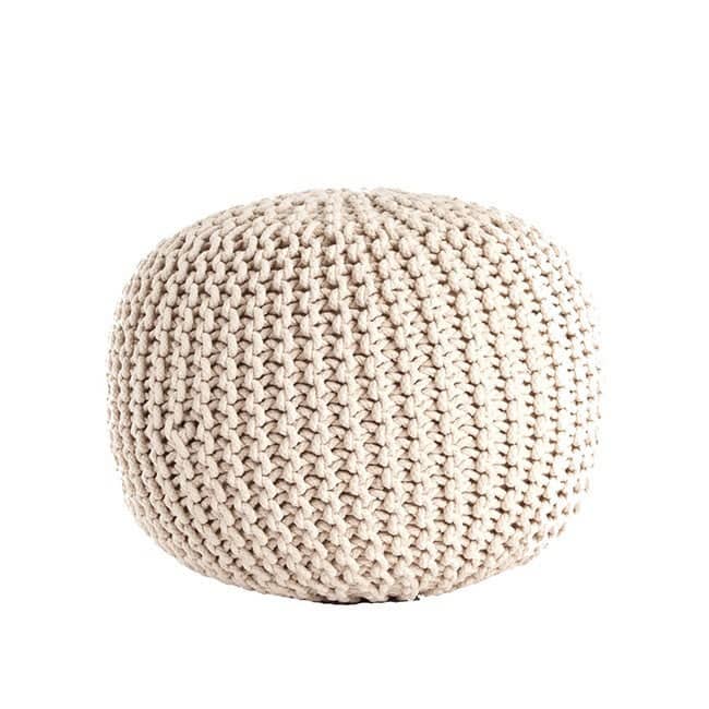 Cotton Twisted Rope Pouf - Vanilla