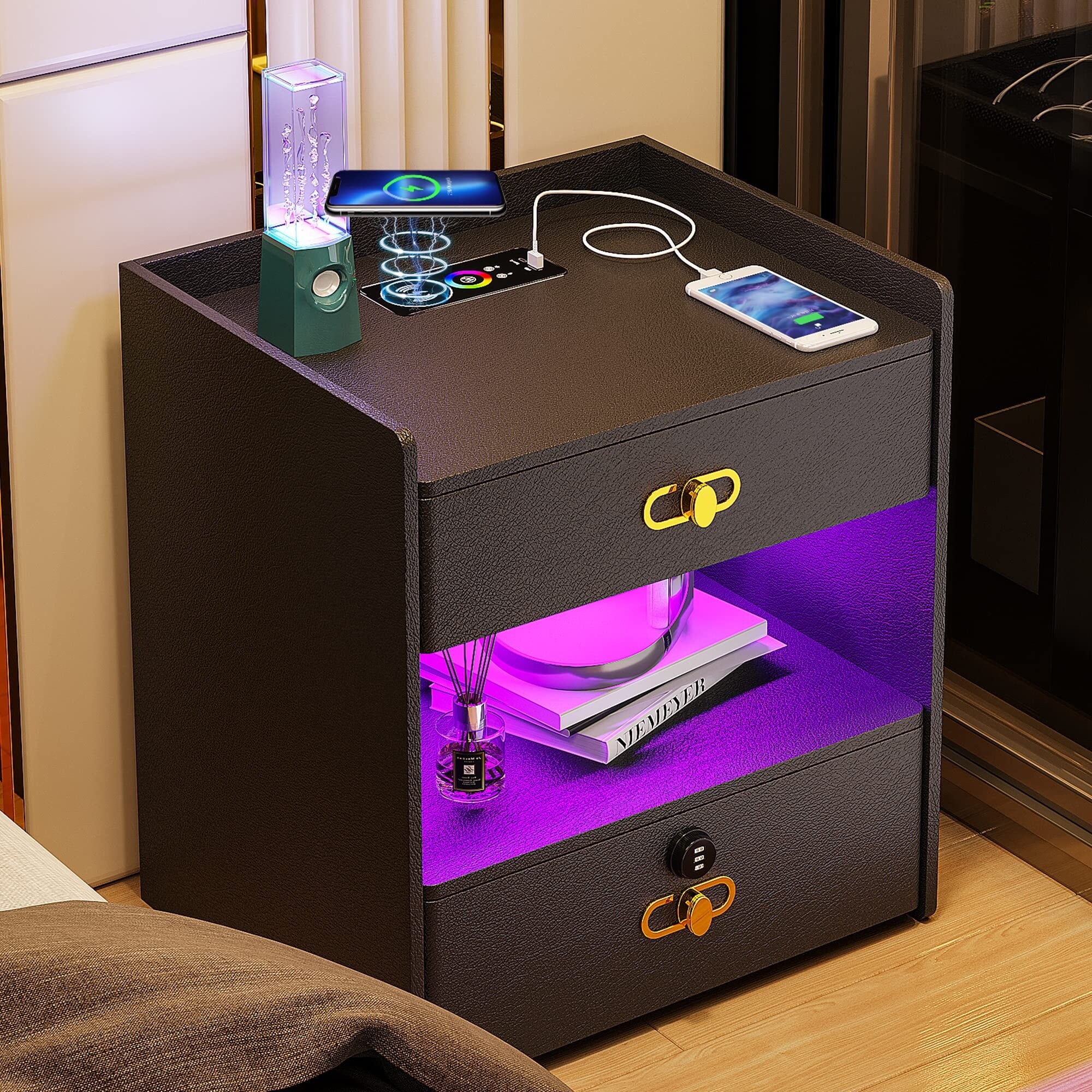 Lockable bedside table discount