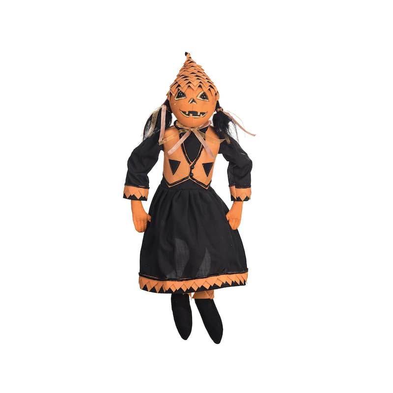 Paige Pumpkin Art Doll Figure Joe Spencer Gathered Traditions Halloween Fall Harvest Art Doll Figure - Orange - 9" x 3" x 26"