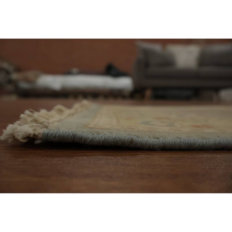 Hand Knotted Oriental 100% Wool Carpet Traditional All-Over Navy Blue & Blues Ziegler Area Rug - 3' 2'' X 1' 10''