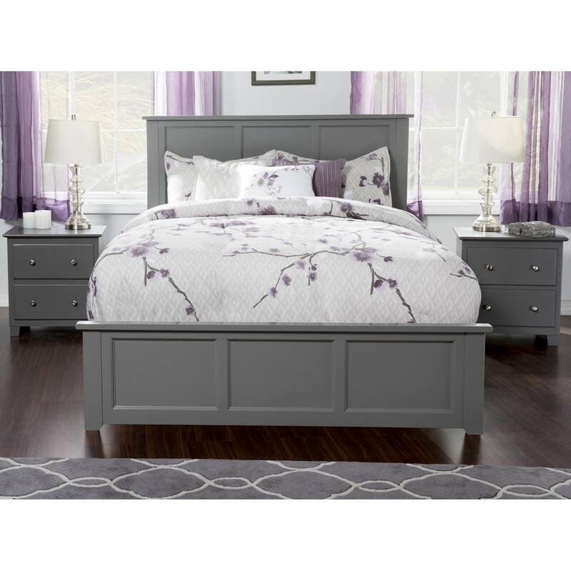 King Size Platform Bed with Footboard & Storage - Modern Grey Bedroom Furniture