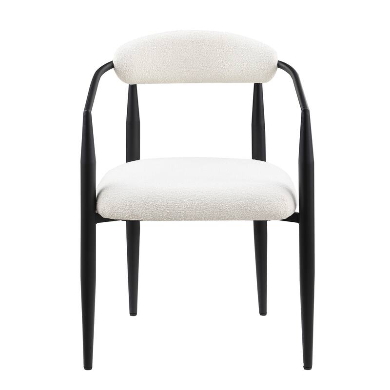 Modern Dining Chairs with Round Backrest and Metal Legs(Set of 2)
