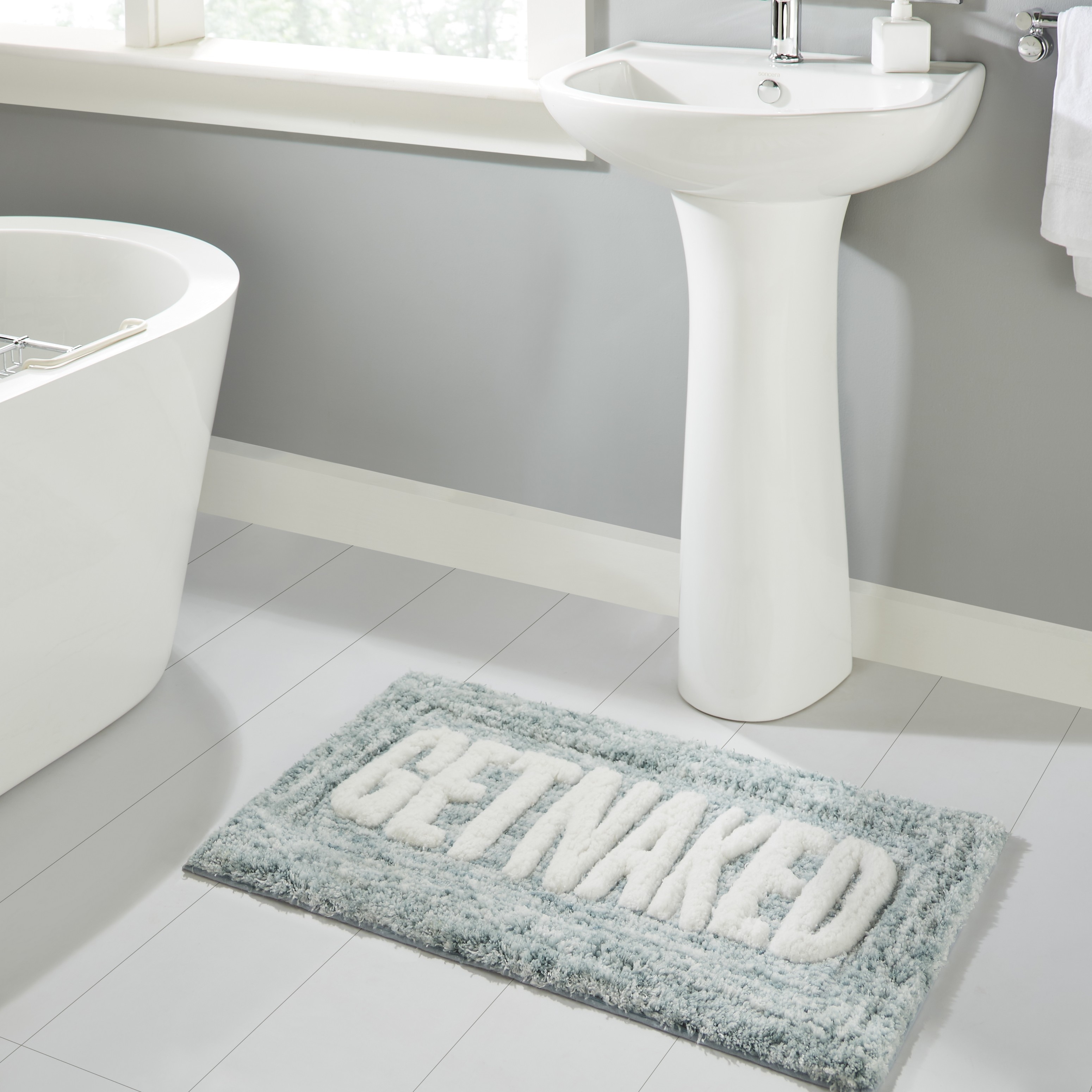 Get naked top bathroom rug