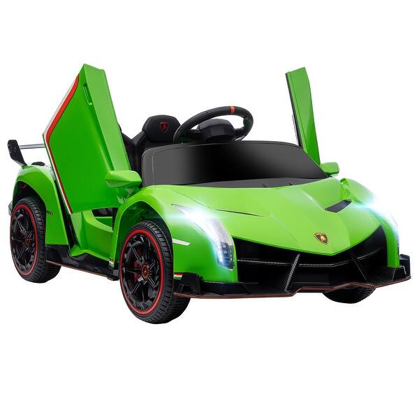 slide 2 of 7, 12V Lamborghini Veneno Ride-On Car for Kids with Remote Control, Bluetooth, Music, and Butterfly Doors, Safe and Fun Driving Green