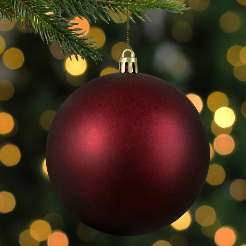 Matte Burgundy Shatterproof Christmas Ball Ornament 4" (100mm)