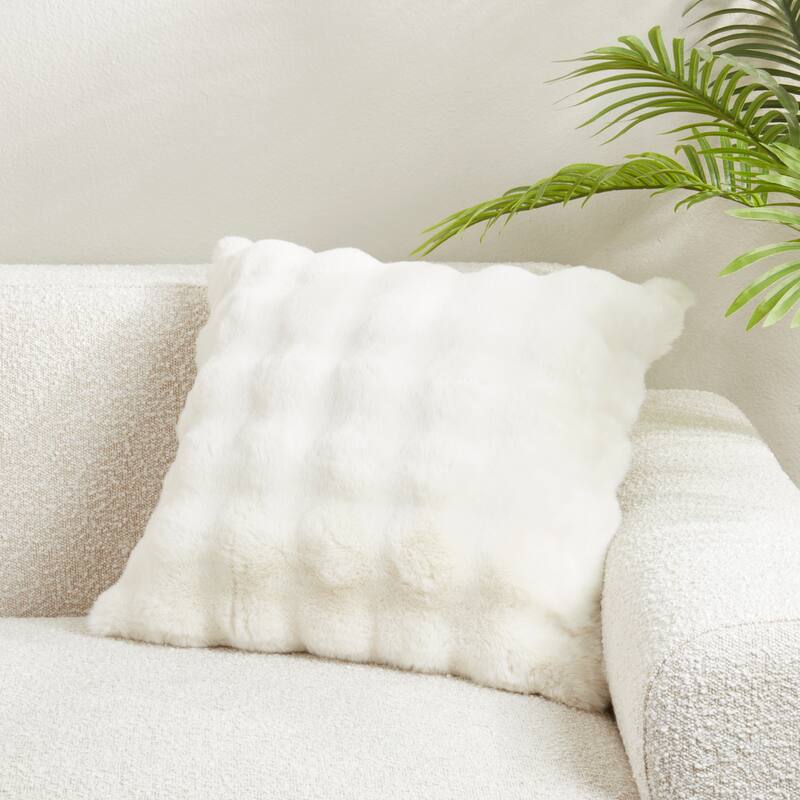 Plush Faux Fur Throw Pillow - Ultra-Soft Textured Accent for Sofa, Bed & Cozy Layered Styling