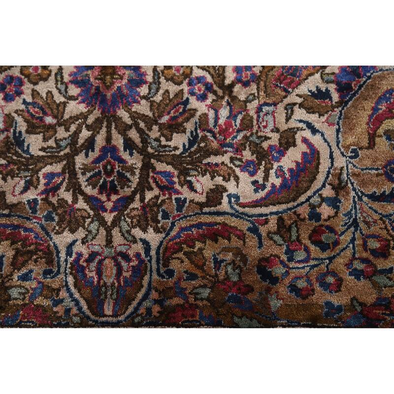 Hand Knotted Oriental Silk Carpet Traditional Floral Beige & Ivories Kashan Area Rug - 6' 10'' X 4' 4''