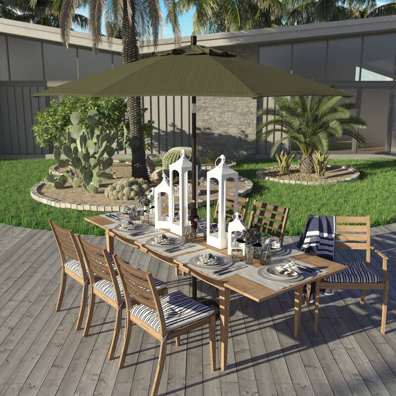California Umbrella 9' Rd. Aluminum Market Umbrella, Deluxe Crank Lift with Collar Tilt, Bronze Frame Finish, Olefin Fabric