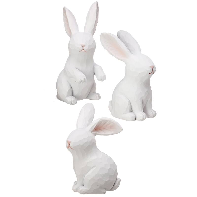 Resin 'Carved' Bunny 5" Set of 3 - 5