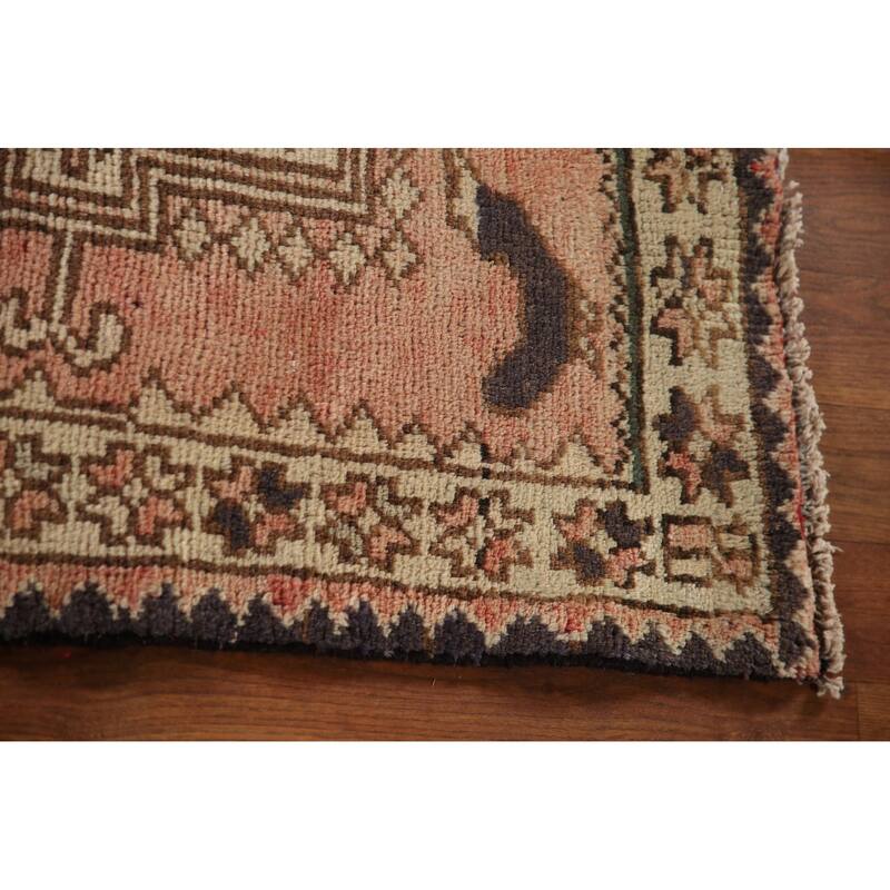 Gharajeh Persian Vintage Runner Rug Hand-knotted Wool Carpet - 2'10"x 10'6"