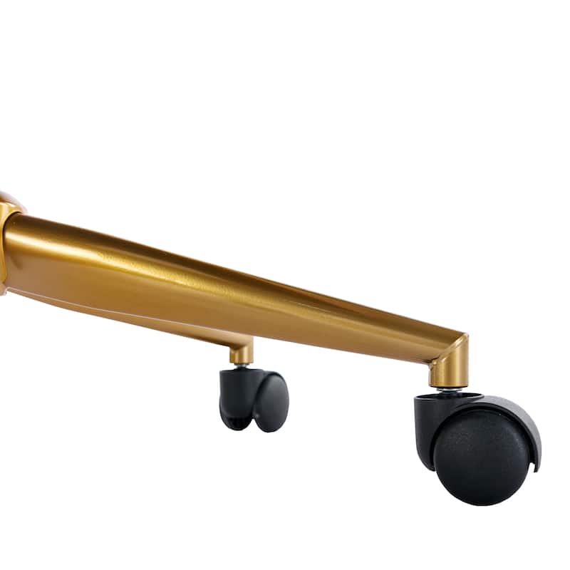 Adjustable Height Velvet Home Office Chair with Wheels and Gold Metal Base