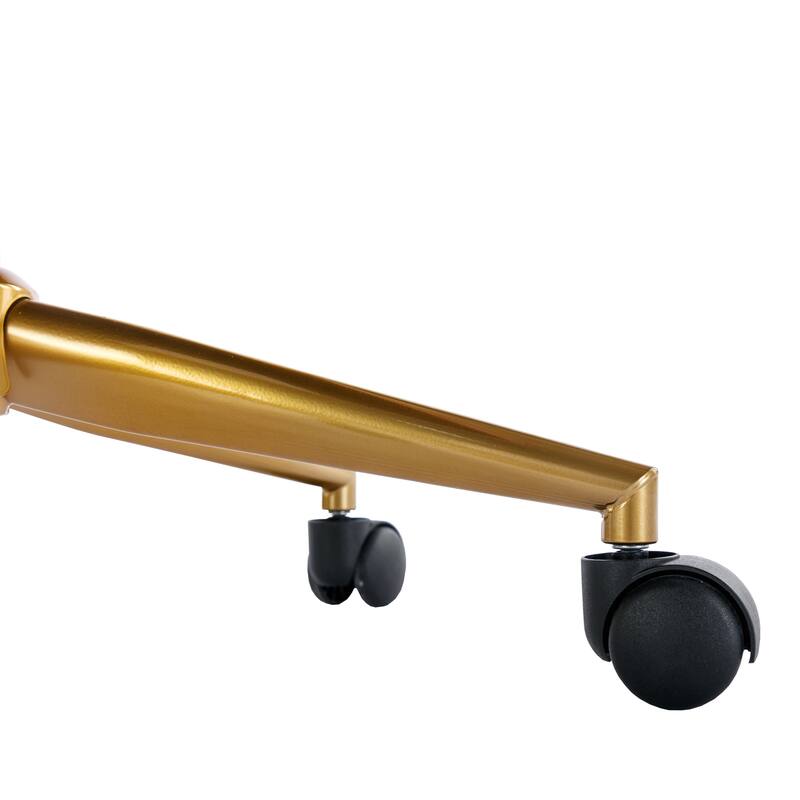 Cute Velvet Office Chair Dresser Chair Manicure Desk Chair with Wheels Metal Base, Height Adjustable, Pink