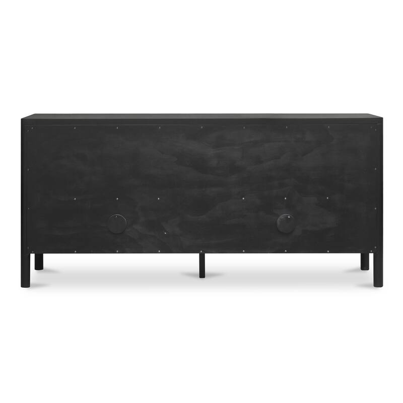 Title: NADAAL STUDIOS Delmira Sideboard, Millwork-Inspired Glass-Front Storage with Dowel Legs, Black