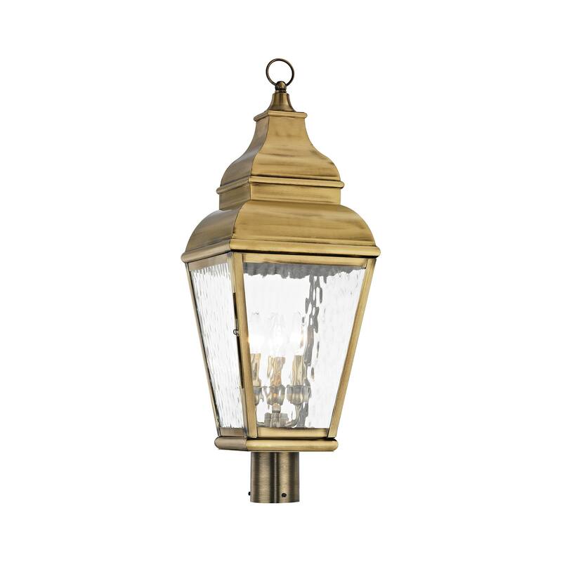 Livex Lighting Exeter 3 Light 28-1/4" High Outdoor Post Light - Antique Brass