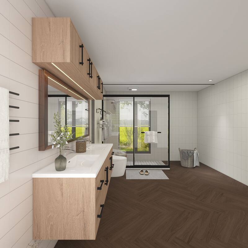Victoria 72'' Double Sink Wall-Mounted Vanity Set with Motion Sensor LED light Top Cabinet