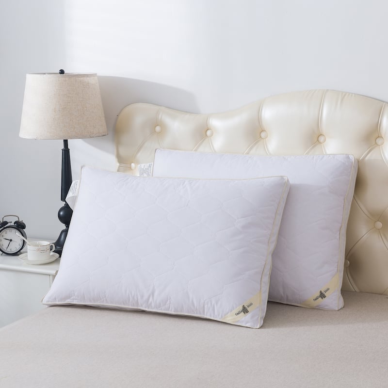 Feather and Loom Cotton Quilted Nano Feather Pillow - White - King