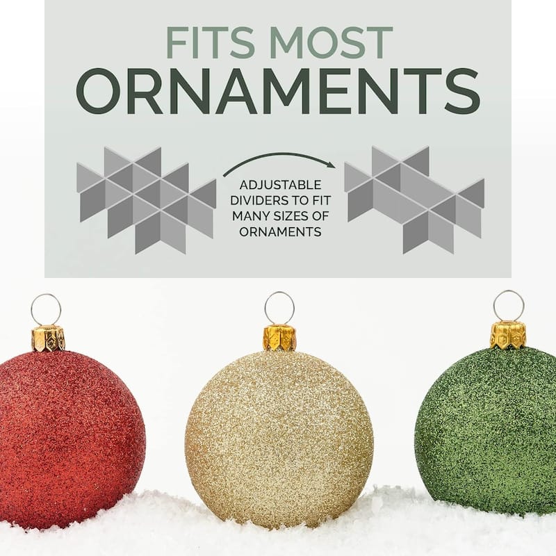 Christmas Ornament Storage Container Box with Dividers - Stores up to 72- 4" Ornaments - 3 Removable Trays with Separators.