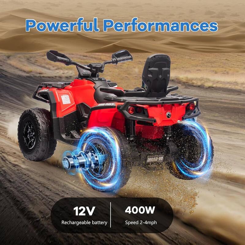 12V Kids 2 Seater Ride On Toy Car, Electric ATV Vehicles for Kids Best Gift