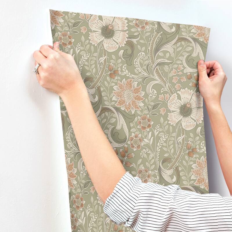 Chesapeake Liora Green Floral Trail Wallpaper