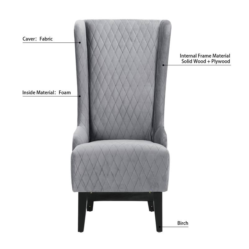Elegant Reading Chair Upholstered Chair with High Back, Gray Lounge Chair Decorative Chair Corner Chair with Wood Legs
