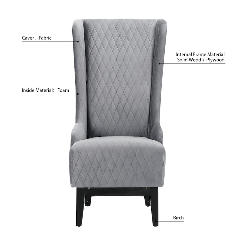 Modern 23.03" High Back Upholstered Accent Chair with Solid Wood Frame