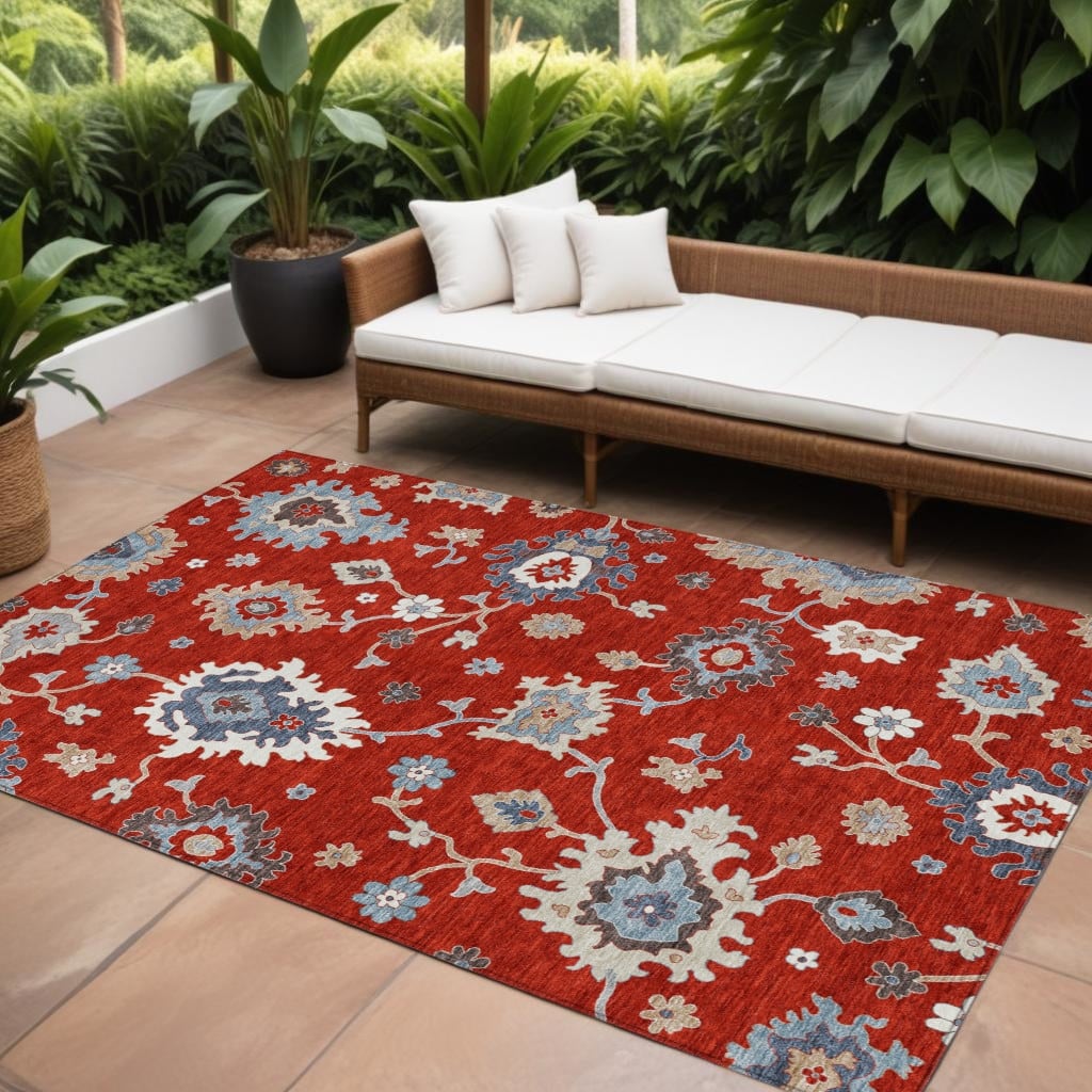 HomeRoots Floral Traditional Rectangle Outdoor Rug